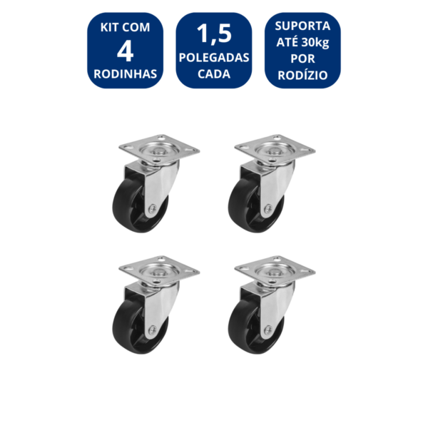 Jogo de Rodinhas para Móveis com 4 Peças - Image 2